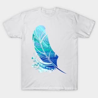 Blue Colorful Feather T-Shirt